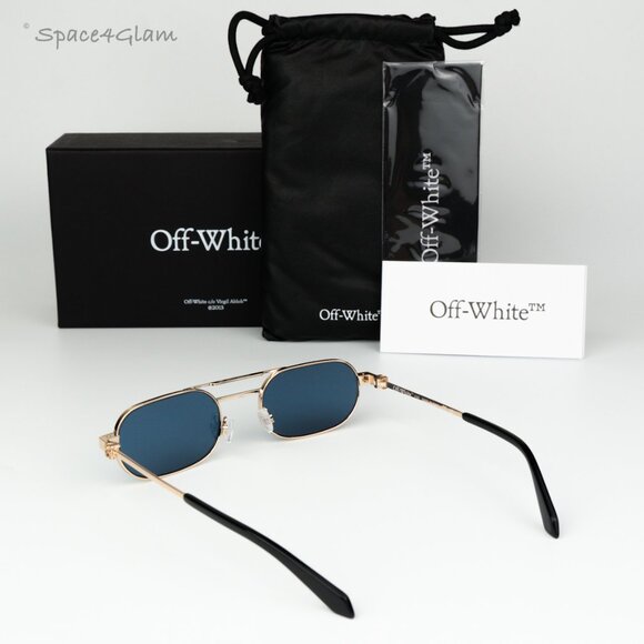 Off-White Women Sunglasses Gold Blue Oval OERI123 VAIDEN 7645 NEW AUTHENTIC main image 7